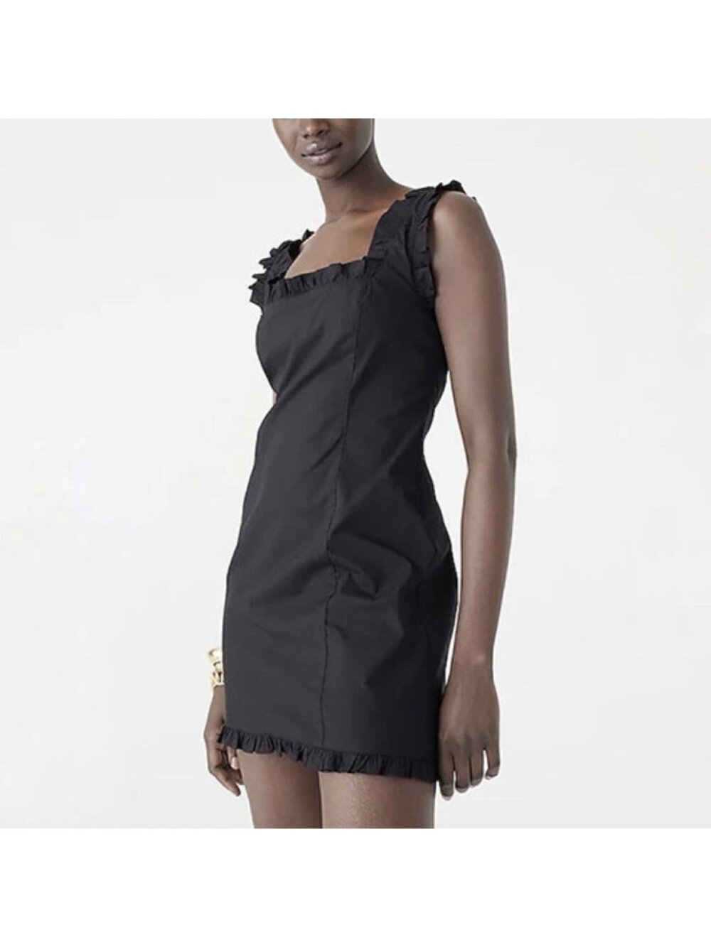 NEW J. Crew Black Sleeveless Ruffle Mini Dress Smocked Back Women’s Size 8